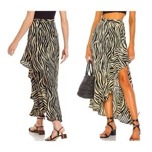 Faithfull the Brand Jasper Wrap Yellow Zebra Skirt Size 4 (small)